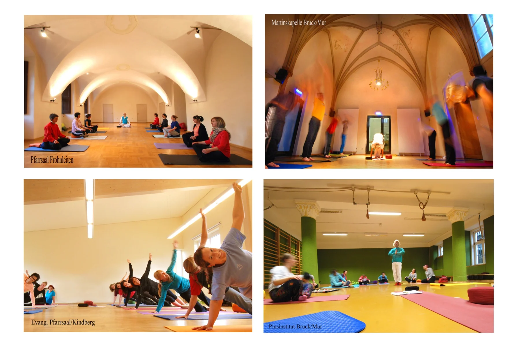 Collage verschiedener Yogagruppen